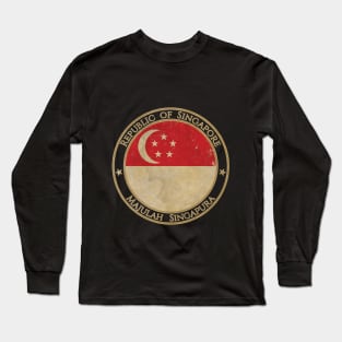 Vintage Republic of Singapore Asia Asian Flag Long Sleeve T-Shirt